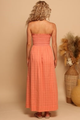 Shore Bella Maxi Dress - Dark Coral Gingham - FINAL SALE