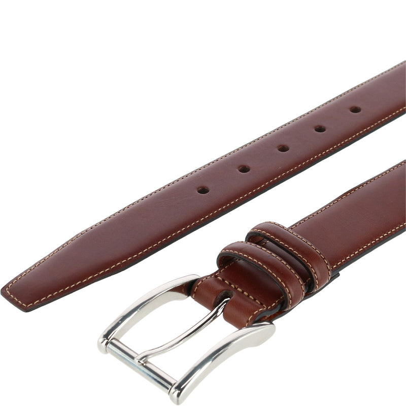 Trafalgar Lorenzo 32MM Dropped Edge Leather Dress Belt - Honey Maple
