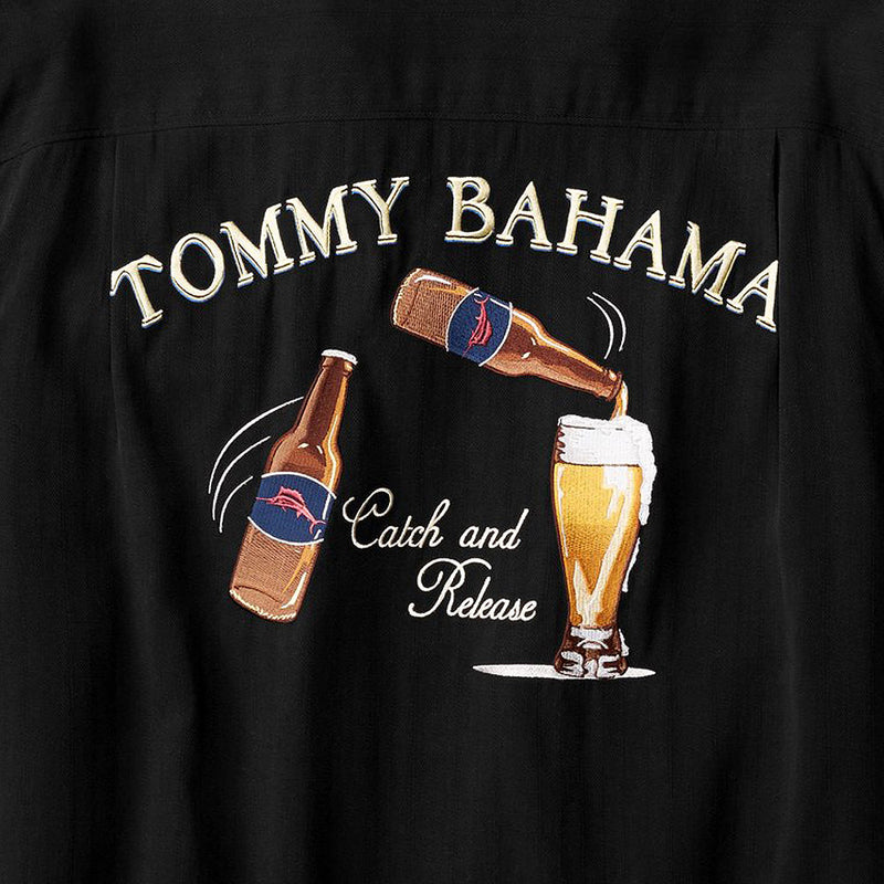TBLV Tommy Bahama Mens Original Sample Catch & Release Camp Shirt Black