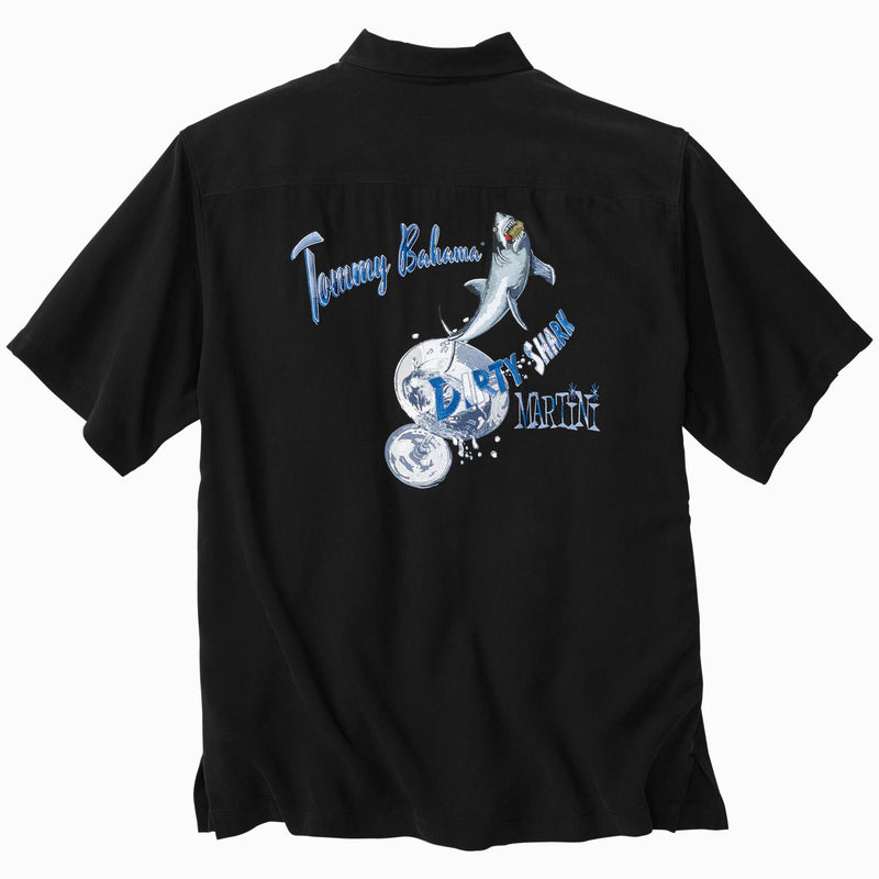 TBLV Tommy Bahama Mens Original Sample Dirty Shark Martini Camp Shirt Black