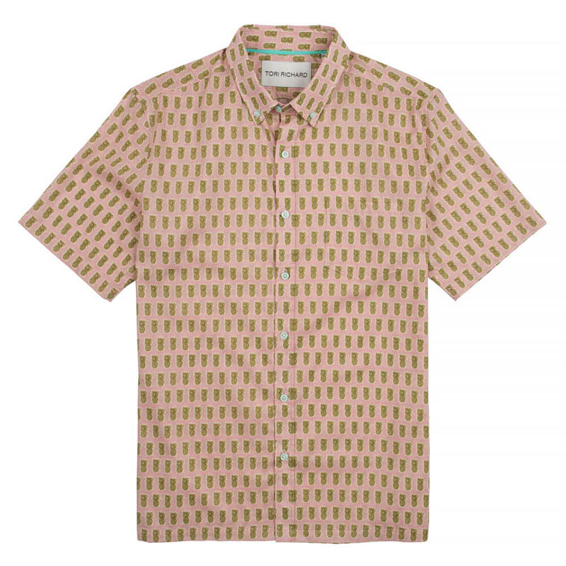 Tori Richard Pineapple Factory Camp Shirt - Pink - FINAL SALE