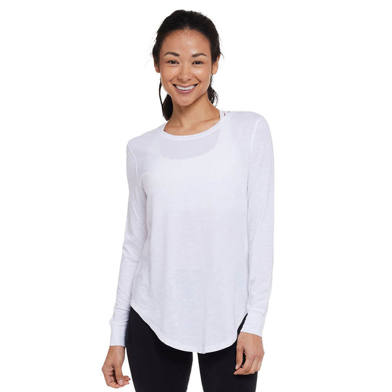 Tasc Womens Longline Long Sleeve T-Shirt - White - FINAL SALE