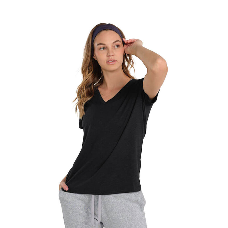 Tasc Womens All Day V-Neck T-Shirt - Black - FINAL SALE
