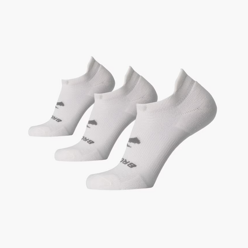 Brooks Run-In No Show 3-Pack Socks - White