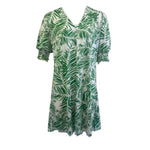 La Mer Luxe Morgan Short Sleeve Dress - White/Emerald Paradise