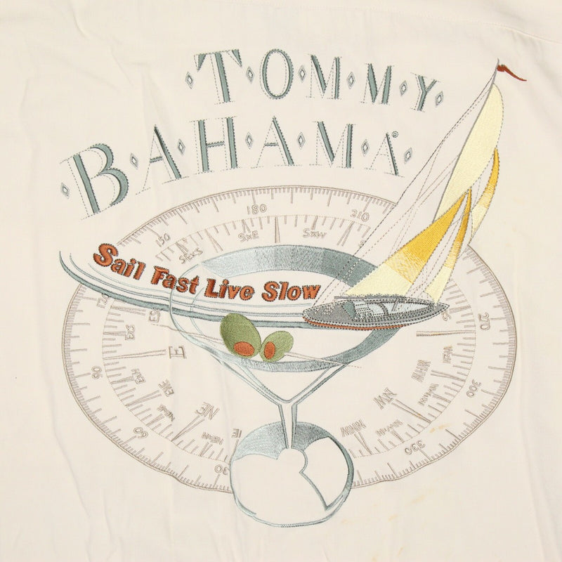 TBLV Tommy Bahama Mens Original Sample Sail Fast Live Slow Camp Shirt - Off White