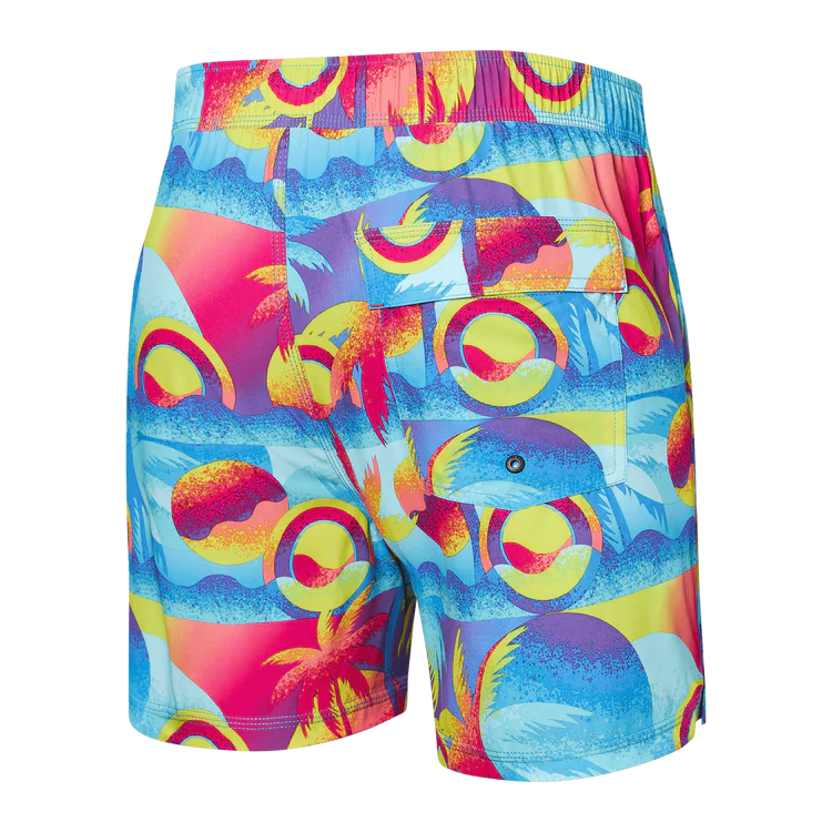 SAXX 5-Inch Oh Buoy 2N1 Volley Coast 2 Coast Swim Trunks - Blue Multi - FINAL SALE