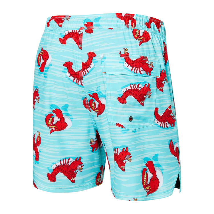 SAXX 5-Inch Oh Buoy 2N1 Volley Lobster Lounger Swim Trunks - Aqua - FINAL SALE