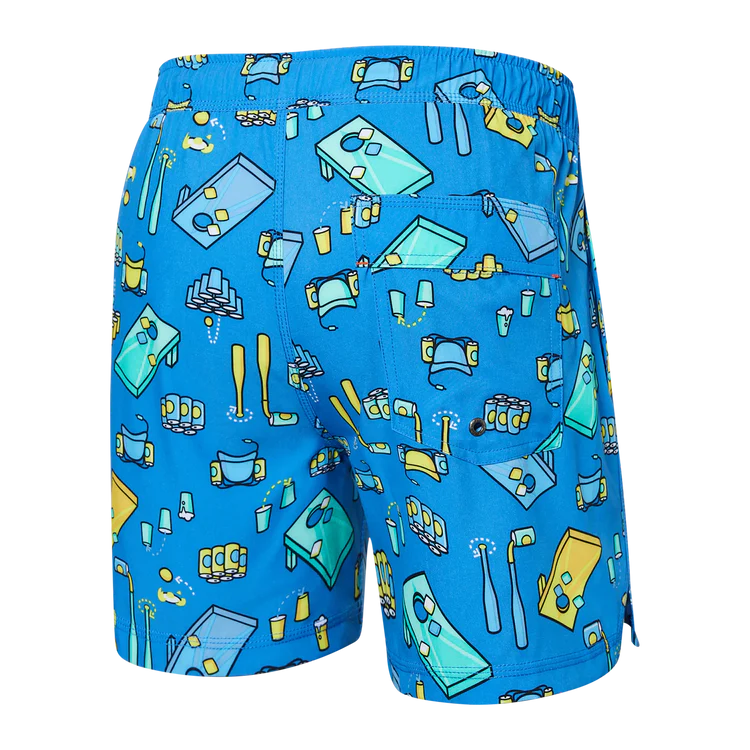 SAXX 5-Inch Oh Buoy 2N1 Volley Beer Olympics Swim Trunks - Racer Blue