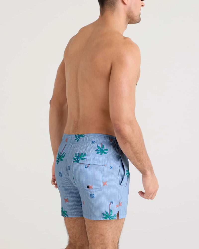 Saxx 5-Inch Oh Buoy 2N1 Volley Swim Trunks - Palmtastic - Bel Air Blue - FINAL SALE