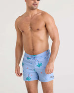 Saxx 5-Inch Oh Buoy 2N1 Volley Swim Trunks - Palmtastic - Bel Air Blue - FINAL SALE