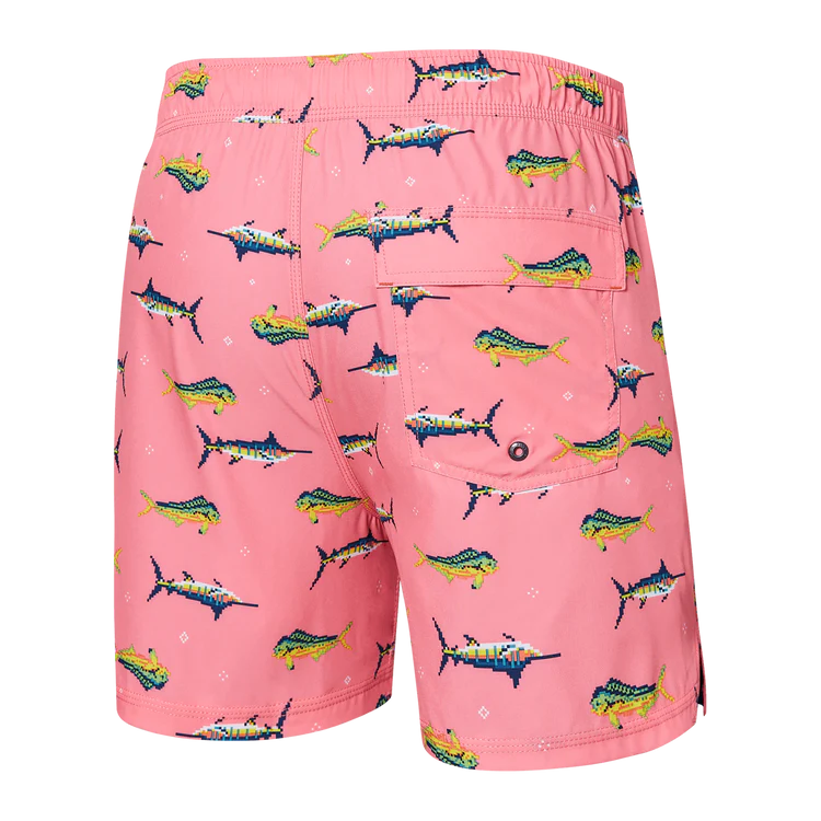 SAXX 5-Inch Oh Buoy 2N1 Volley Trophy Catch Swim Trunks - Flamingo - FINAL SALE