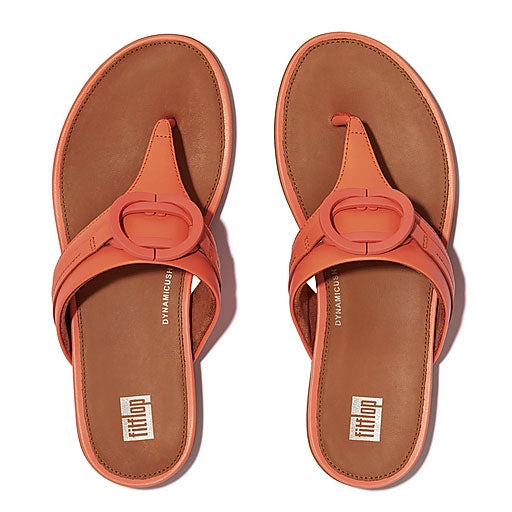 FitFlop Gracie Rubber Circlet Leather Sandals - Sunshine Coral