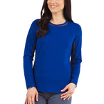 Ibkul Womens Long Sleeve Crew Solid Top - Navy
