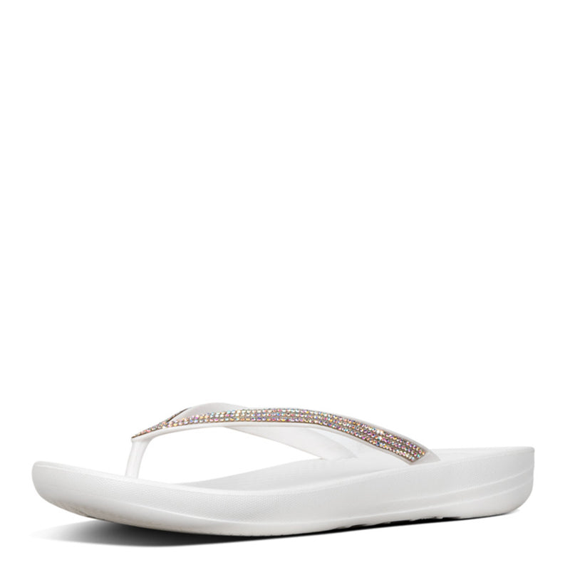 FitFlop Iqushion Sparkle Flip Flops Sandals - Urban White