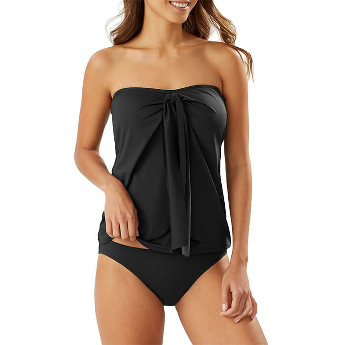 Tommy Bahama Pearl Solids Sarong Wrap Bandini Top - Black